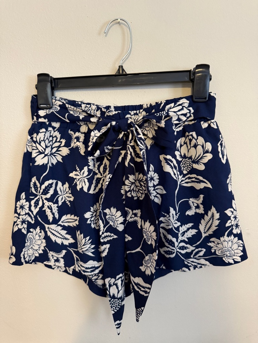 Blue Floral Belted Shorts